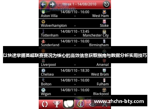 以快速掌握英超联赛赛况为核心的高效信息获取指南与数据分析实用技巧